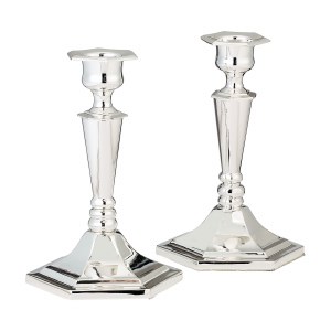 Picture of Silverplated Shabbat Candlestick Holders 2 Piece Set Modern Design 6"